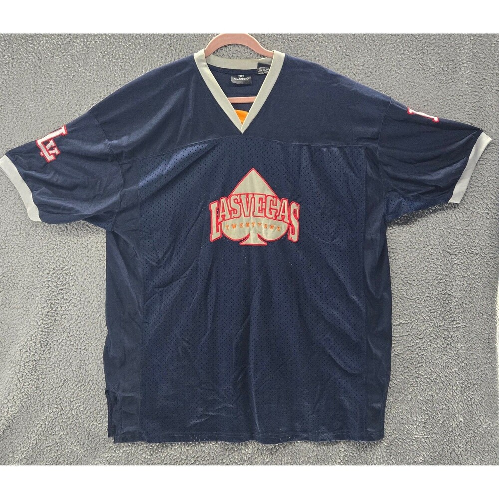 DC Classic Las Vegas Jersey Mens 2XL Navy Blue Gray 21 Short Sleeve Shirt Netted
